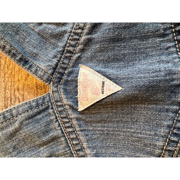 OshKosh B'Gosh Denim Dress 24 Months Overall Bibs bib‎ Vestbak embroidered heart - Picture 9 of 9